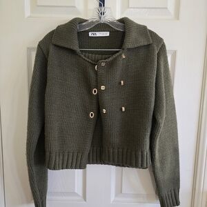 Zara Olive Green Women's Sweater and Skirt Matching Set